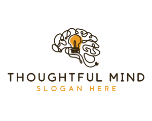 Psychology Brain Bulb logo design