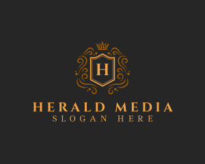 Heraldic Royalty Crown Shield  logo design