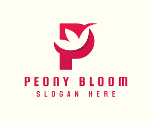 Red Flower Letter P logo design