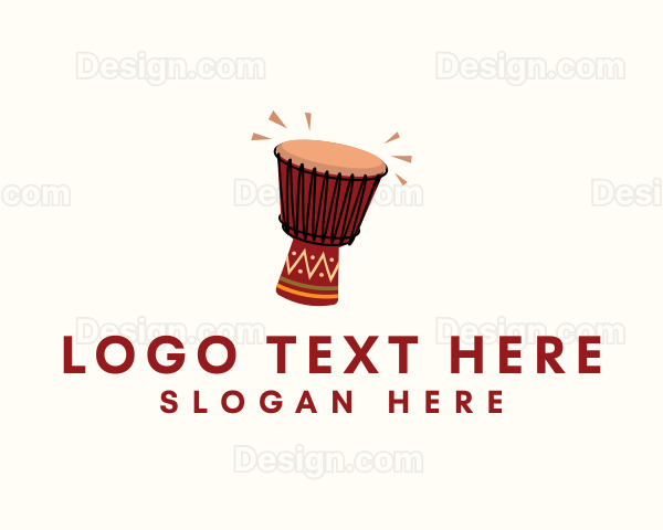 African Tribal Drum Instrument Logo