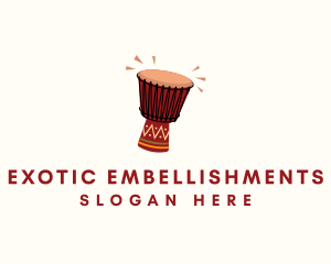 African Tribal Drum Instrument logo design