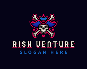 Pirate Casino Skull logo design