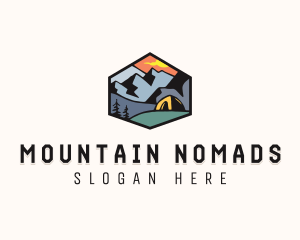 Mountain Campsite Badge logo design