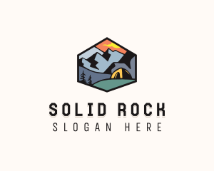 Mountain Campsite Badge logo design