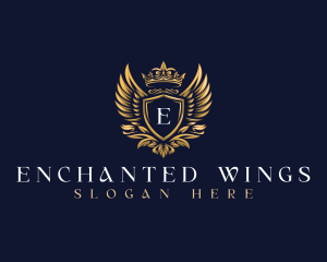 Shield Crown Wing logo design