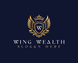 Shield Crown Wing logo design