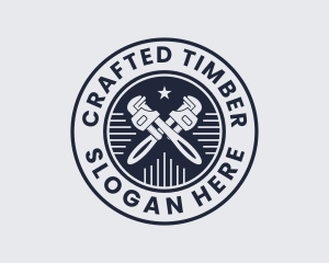 Pipe Wrench Plumber logo design