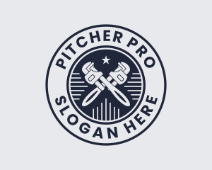 Pipe Wrench Plumber logo design