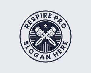 Pipe Wrench Plumber logo design