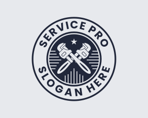 Pipe Wrench Plumber logo design