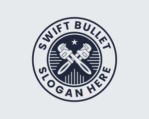 Pipe Wrench Plumber logo design