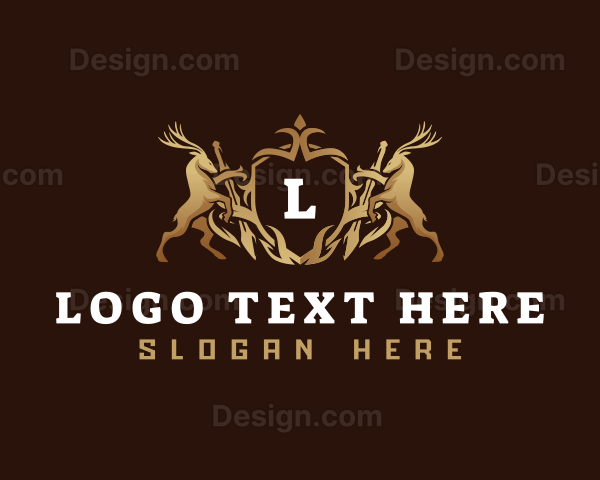 Luxury Reindeer Crest Shield Logo