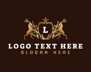 Luxury Reindeer Crest Shield logo