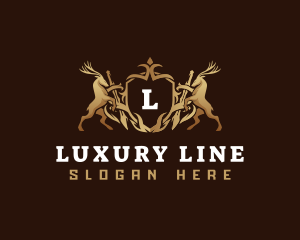 Luxury Reindeer Crest Shield logo design