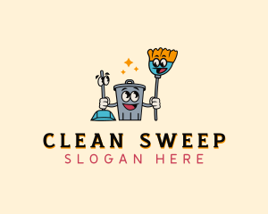 Broom Cleaning Janitorial logo design