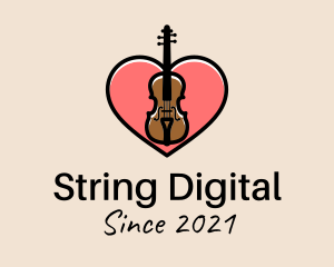 Violin Musician Love logo design