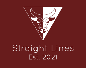 Triangle Bull Head Line logo design