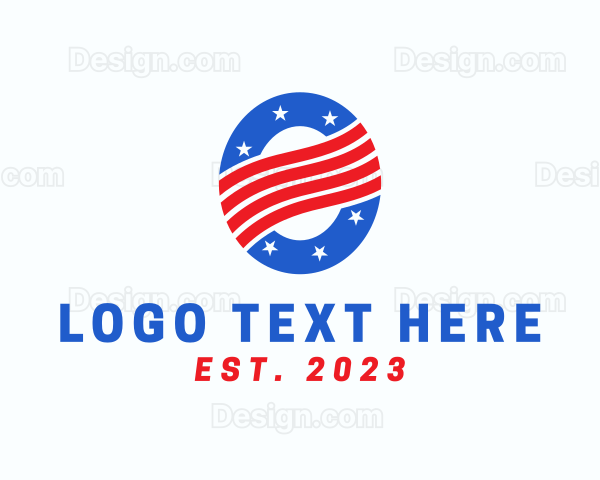 USA Flag Letter O Logo