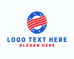 USA Flag Letter O Logo