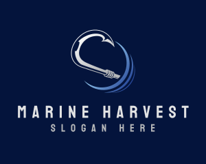 Marine Fishing Hook logo design