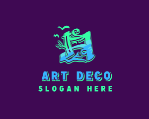 Neon Graffiti Art Letter A logo design