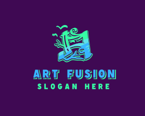Neon Graffiti Art Letter A logo