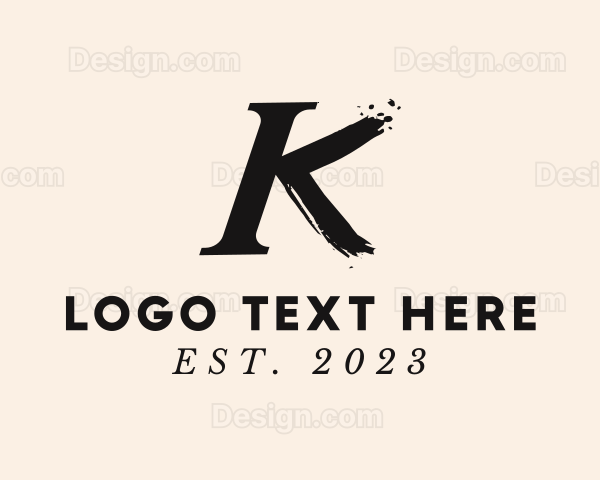 Letter K Brushstroke Logo