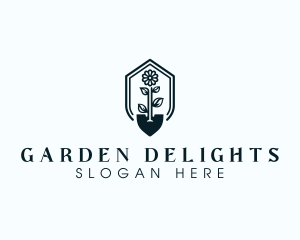 Flower Gardening Shovel logo design