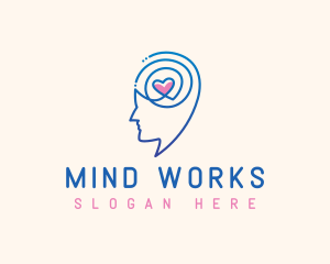 Mental Health Heart Brain logo design