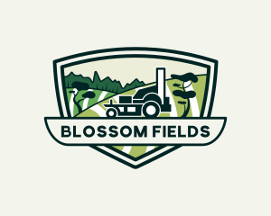 Lawn Grass Field Landscaping logo design