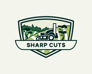 Lawn Grass Field Landscaping logo design