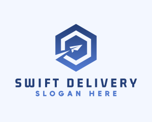 Paper Plane Logistics Hexagon logo design