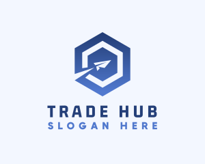 Paper Plane Logistics Hexagon logo design