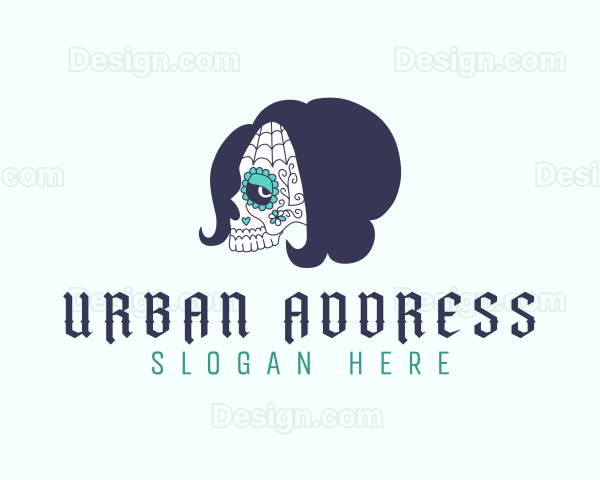 Woman Floral Skull Logo