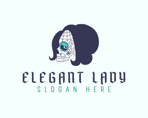 Woman Floral Skull logo design