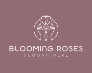 Rose Flower Hands logo design