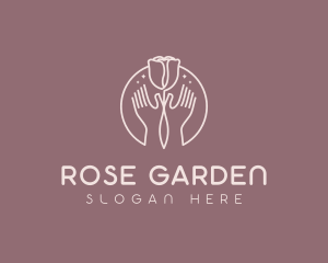 Rose Flower Hands logo design