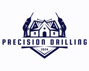 Drill Repairman Contractor logo design