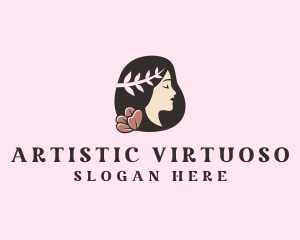 Floral Wreath Woman  logo design