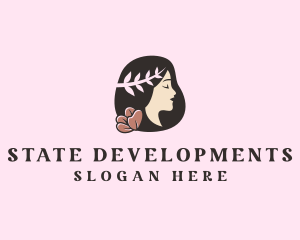 Floral Wreath Woman  logo design