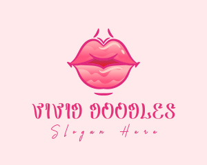 Pink Watercolor Lips logo design