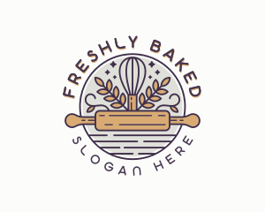 Rolling Pin Whisk Baker logo design