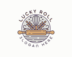 Rolling Pin Whisk Baker logo design