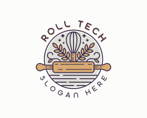 Rolling Pin Whisk Baker logo design