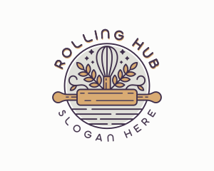 Rolling Pin Whisk Baker logo design