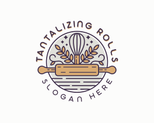 Rolling Pin Whisk Baker logo design