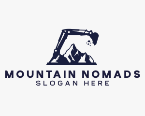 Construction Excavator Mountain logo design