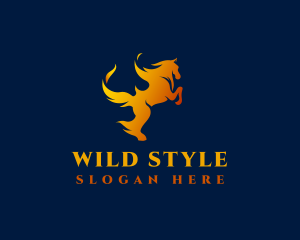 Flaming Wild Horse logo design