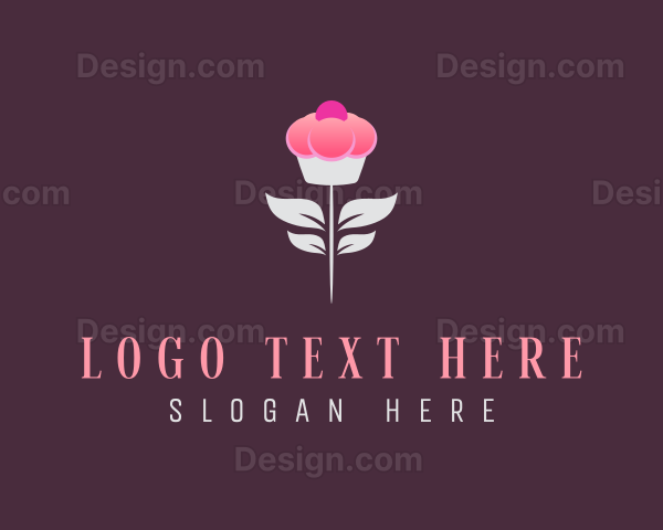 Sweet Pink Cupcake Flower Logo