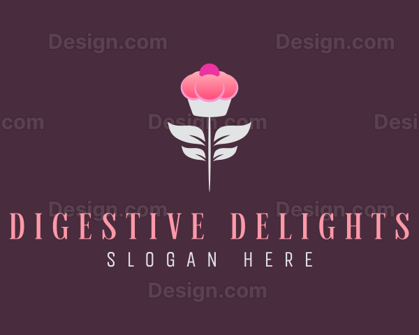 Sweet Pink Cupcake Flower Logo